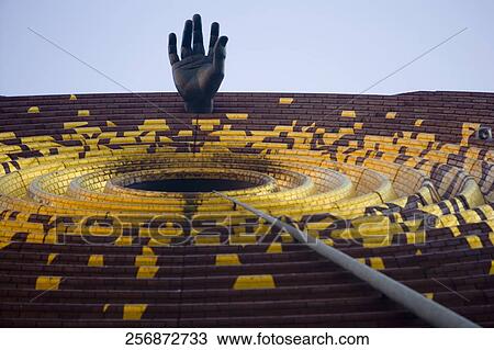 Stock Image - Sculpture on a building, Metronome, Union Square, New York City, New York State, USA. Fotosearch