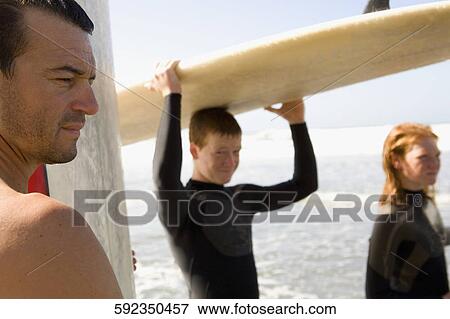 Tourists with surfboards on the beach View Large Photo Image Stock Photo - Tourists with surfboards on the beach. Fotosearch
