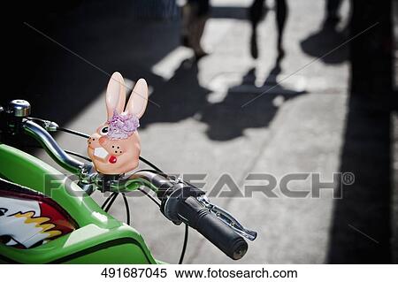 Stock Photography - Toy on a bicycle handlebar, Haight-Ashbury, San Francisco, California, USA. Fotosearch