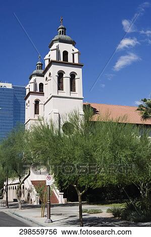 Trees in front of a church, St. Mary's Basilica, Phoenix, Maricopa County, Arizona, USA View Large Photo Image Stock Photograph - Trees in front of a church, St. Mary's Basilica, Phoenix, Maricopa County, Arizona, USA. Fotosearch