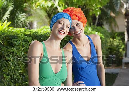 Stock Photograph - Two women smiling, Biltmore Hotel, Coral Gables, Florida, USA. Fotosearch