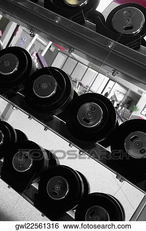 Barbells in a gym View Large Photo Image Stock Photograph - Barbells in a gym. Fotosearch