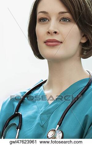 Close-up of a female doctor View Large Photo Image Stock Image - Close-up of a female doctor. Fotosearch