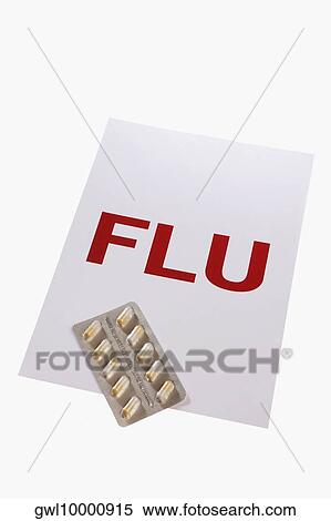 Close-up of a FLU placard with a blister pack of capsules View Large Photo Image Stock Photography - Close-up of a FLU placard with a blister pack of capsules. Fotosearch