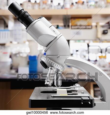 Stock Photograph - Close-up of a microscope in a laboratory. Fotosearch
