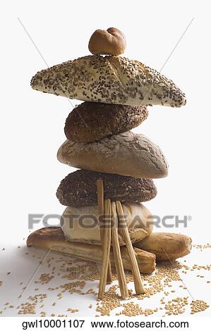 Close-up of stack of breads View Large Photo Image Stock Photo - Close-up of stack of breads. Fotosearch