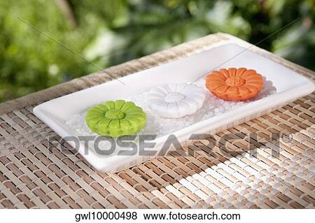 Close-up of three bars of soap on a tray View Large Photo Image Stock Photo - Close-up of three bars of soap on a tray. Fotosearch