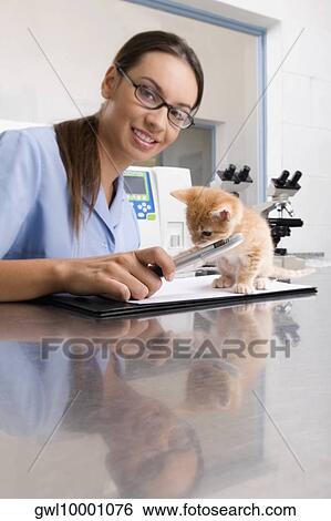 Female vet writing a prescription View Large Photo Image Stock Photograph - Female vet writing a prescription. Fotosearch