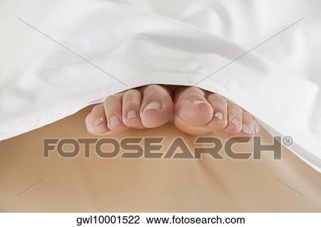 Low section view of a patient's feet sticking out from a sheet View Large Photo Image Stock Image - Low section view of a patient's feet sticking out from a sheet. Fotosearch
