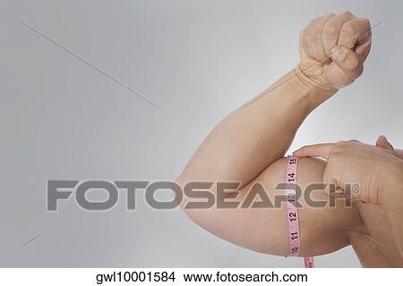 Man measuring his biceps with a tape measure View Large Photo Image Picture - Man measuring his biceps with a tape measure. Fotosearch