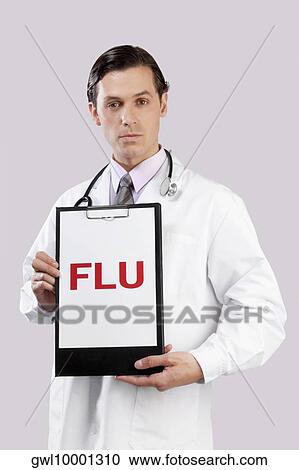 Portrait of a doctor showing FLU sign View Large Photo Image Stock Image - Portrait of a doctor showing FLU sign. Fotosearch