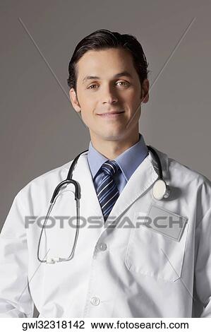 Stock Image - Portrait of a doctor with a stethoscope. Fotosearch