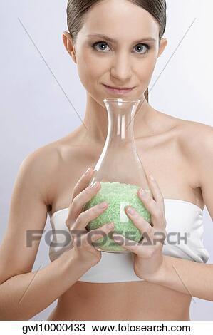 Portrait of a woman smelling bath crystals View Large Photo Image Stock Image - Portrait of a woman smelling bath crystals. Fotosearch