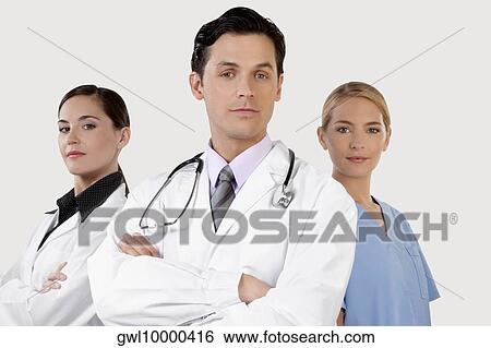 Portrait of doctors and a nurse View Large Photo Image Stock Photograph - Portrait of doctors and a nurse. Fotosearch