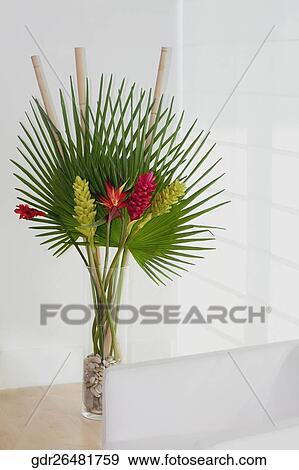 Stock Photo - Armchair with a houseplant in a room. Fotosearch
