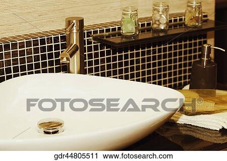 Close-up of a bathroom sink View Large Photo Image Stock Image - Close-up of a bathroom sink. Fotosearch