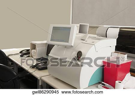 Stock Photography - Close-up of a blood gas analyzer. Fotosearch