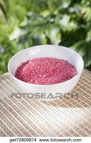 Picture - Close-up of a bowl of bath salt. Fotosearch