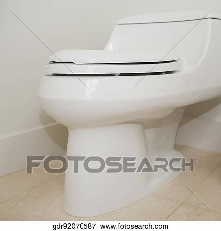 Close-up of a toilet bowl in the bathroom View Large Photo Image Stock Photo - Close-up of a toilet bowl in the bathroom. Fotosearch