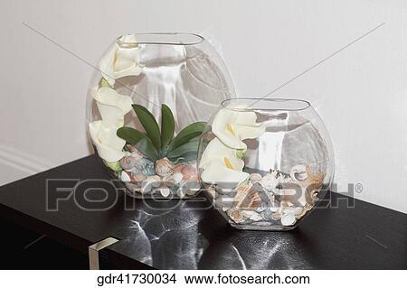 Picture - Close-up of flower vases on a table. Fotosearch