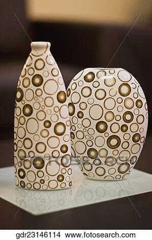 Close-up of vases on a table View Large Photo Image Picture - Close-up of vases on a table. Fotosearch