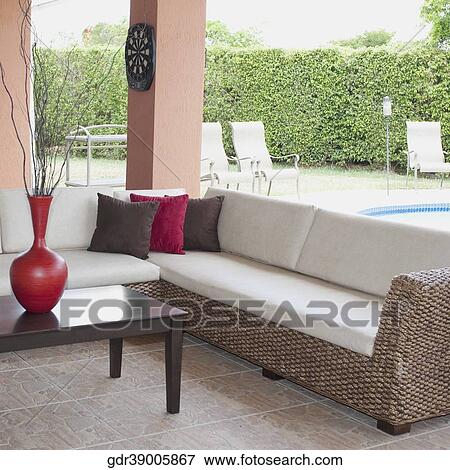 Couches in the porch of a house View Large Photo Image Stock Photo - Couches in the porch of a house. Fotosearch