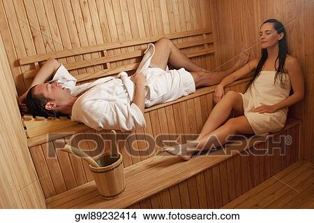 Couple taking a sauna bath View Large Photo Image Picture - Couple taking a sauna bath. Fotosearch