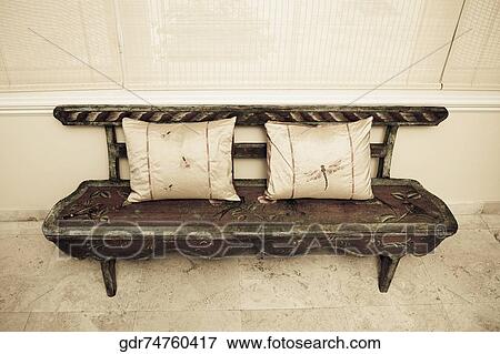 Cushions on a bench View Large Photo Image Stock Photo - Cushions on a bench. Fotosearch