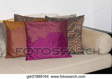 Cushions on a couch View Large Photo Image Picture - Cushions on a couch. Fotosearch