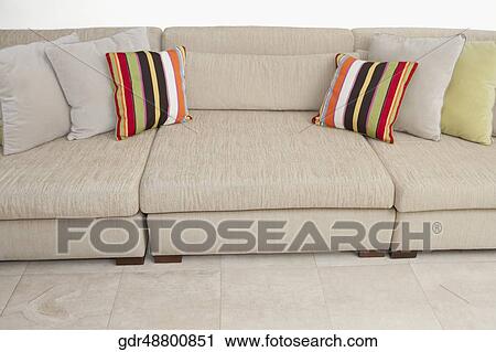 Cushions on a couch View Large Photo Image Stock Image - Cushions on a couch. Fotosearch