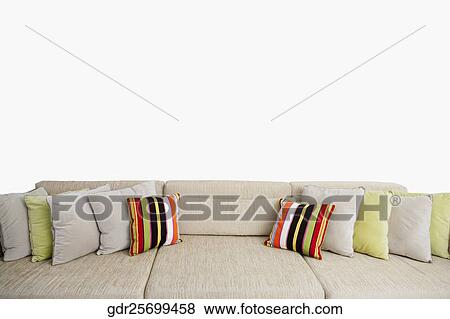 Cushions on a couch View Large Photo Image Stock Photo - Cushions on a couch. Fotosearch