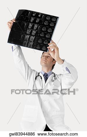 Doctor examining an x-ray report View Large Photo Image Stock Photograph - Doctor examining an x-ray report. Fotosearch