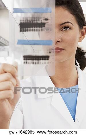 Female scientist examining a report in a laboratory View Large Photo Image Stock Photography - Female scientist examining a report in a laboratory. Fotosearch