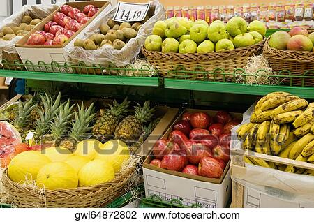 Fruits in a supermarket View Large Photo Image Stock Image - Fruits in a supermarket. Fotosearch