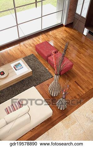 Stock Image - High angle view of a living room. Fotosearch