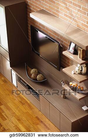 High angle view of a shelf View Large Photo Image Stock Image - High angle view of a shelf. Fotosearch