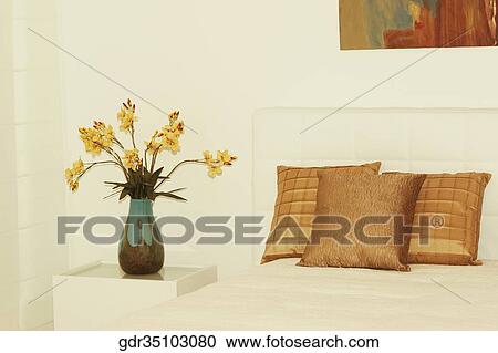 Stock Image - Interiors of a bedroom. Fotosearch