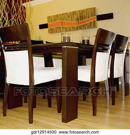 Stock Image - Interiors of a dining room. Fotosearch
