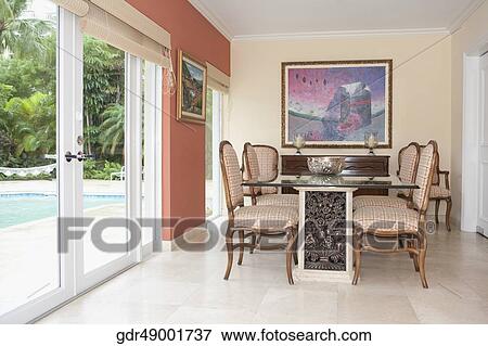 Interiors of a dining room View Large Photo Image Stock Photo - Interiors of a dining room. Fotosearch