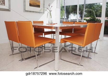 Interiors of a dining room View Large Photo Image Stock Photograph - Interiors of a dining room. Fotosearch