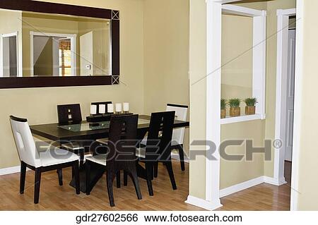 Interiors of a dining room View Large Photo Image Stock Photograph - Interiors of a dining room. Fotosearch