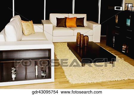 Interiors of a living room View Large Photo Image Picture - Interiors of a living room. Fotosearch