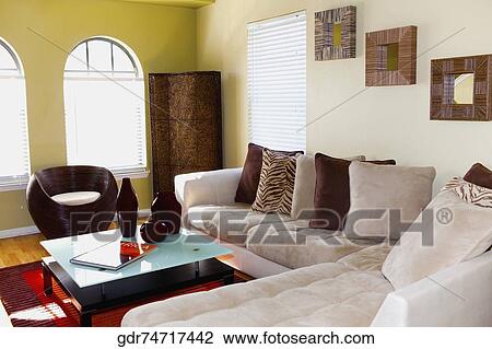 Interiors of a living room View Large Photo Image Stock Image - Interiors of a living room. Fotosearch