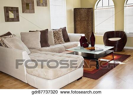 Stock Image - Interiors of a living room. Fotosearch