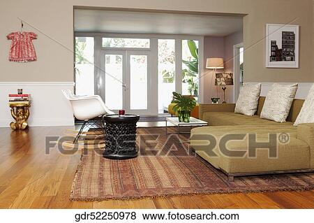 Stock Photo - Interiors of a living room. Fotosearch