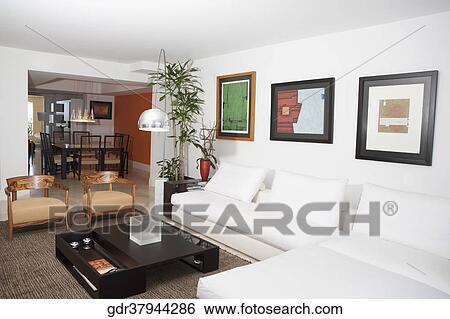 Interiors of a living room View Large Photo Image Stock Photograph - Interiors of a living room. Fotosearch