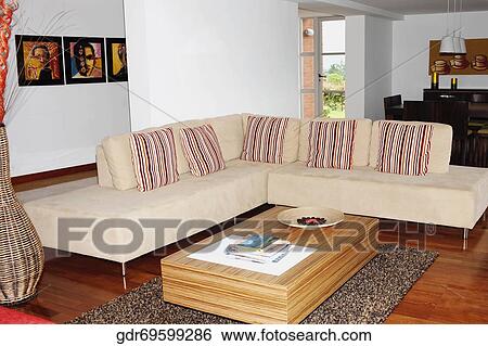Interiors of a living room View Large Photo Image Stock Photograph - Interiors of a living room. Fotosearch
