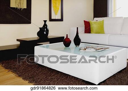 Stock Photograph - Interiors of a living room. Fotosearch