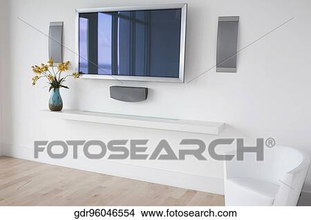 Picture - Plasma television in a room. Fotosearch
