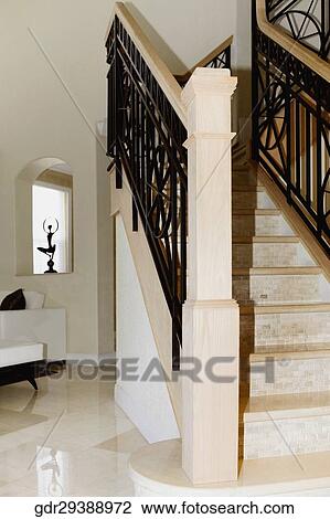Staircase in a house View Large Photo Image Stock Image - Staircase in a house. Fotosearch